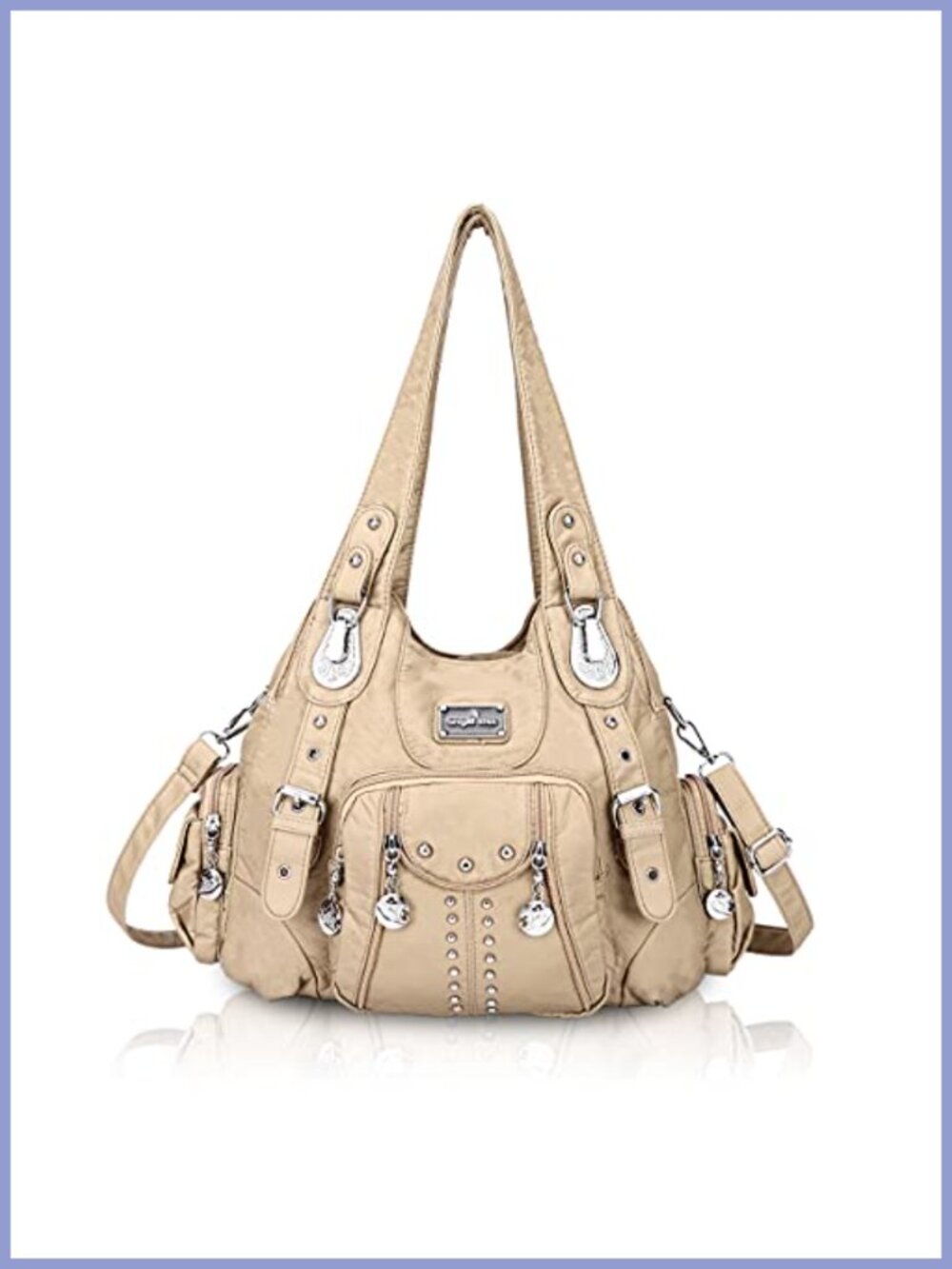 Soft PU Leather Large Hobo Shoulder Bag with Pockets